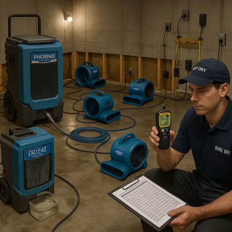 Structural Drying and Dehumidification process in Portola Hills, CA